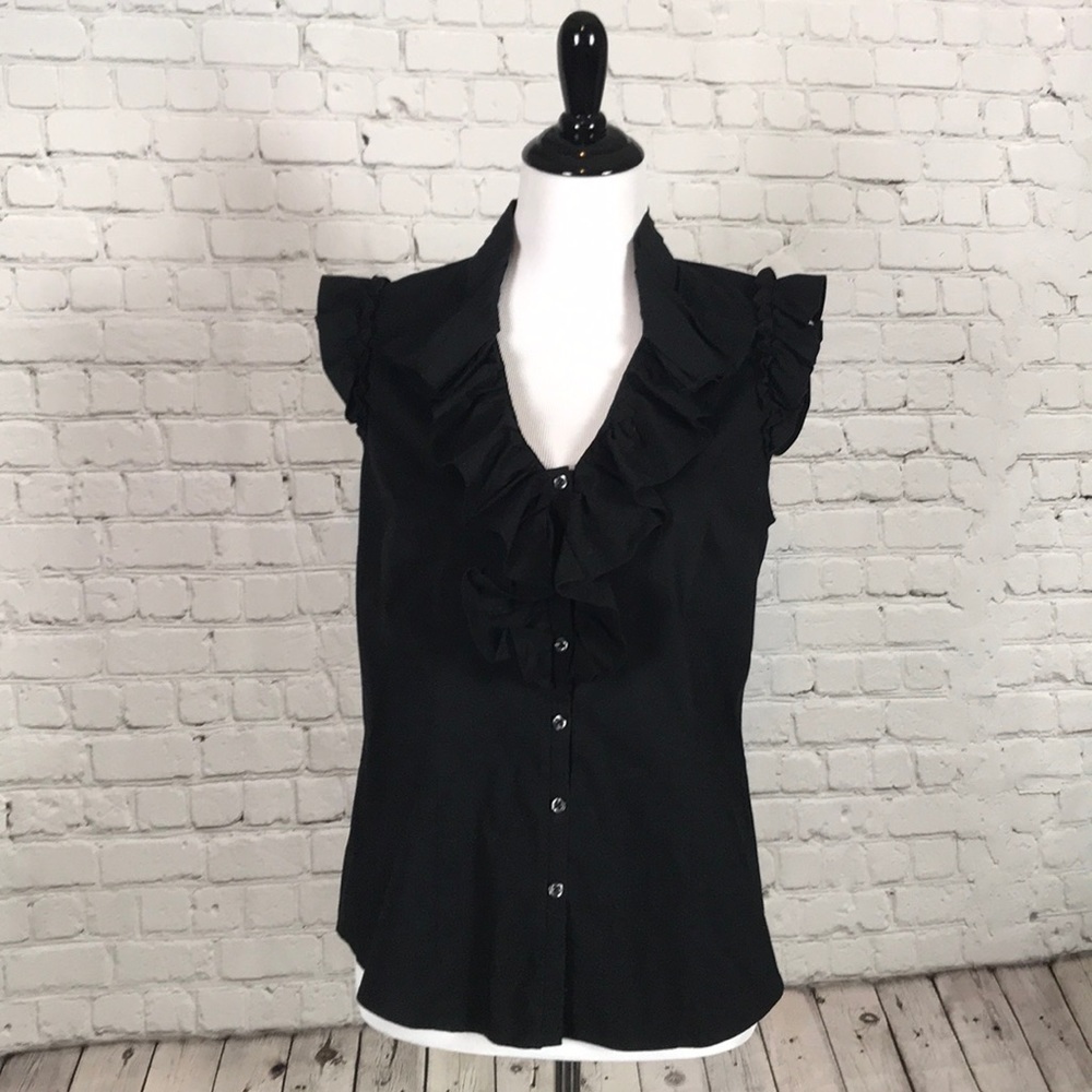 Size Medium Ann Taylor black cup sleeve blouse